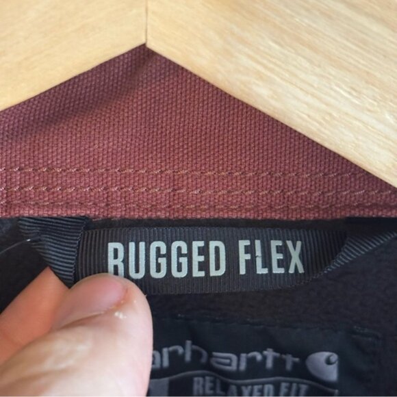 Carhartt Rugged Flex Rust Red Canvas Fleece Lined Shirt Jacket Shacket Mens 3XLT - Picture 4 of 11